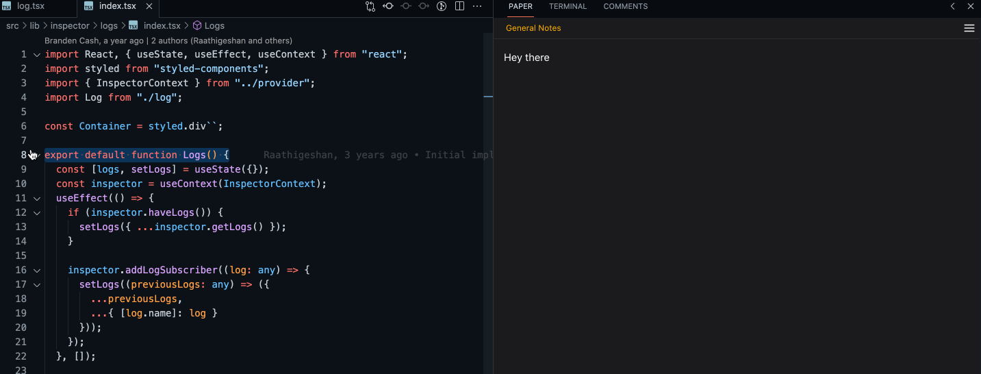 GitHub Raathigesh/paper VSCode extension for taking code notes